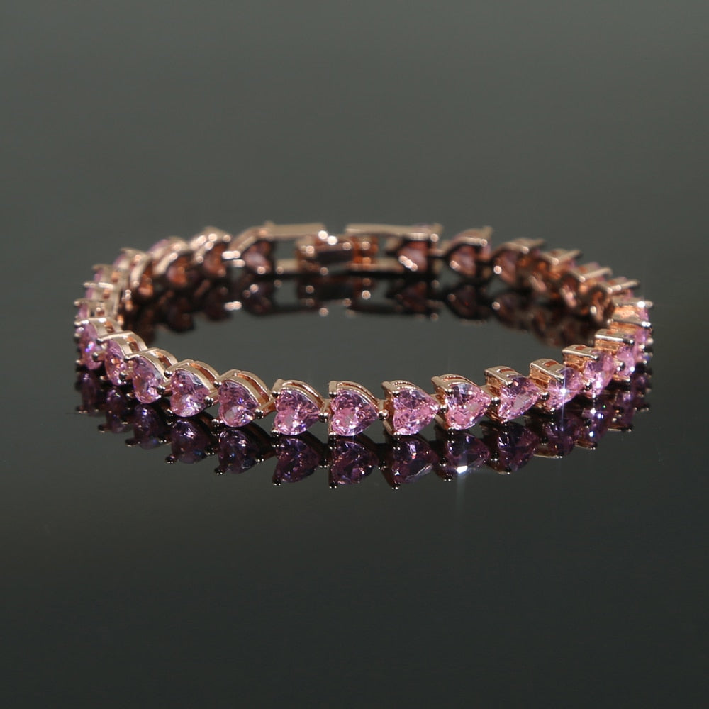 Heart Shaped Iced Out Tennis Bracelet