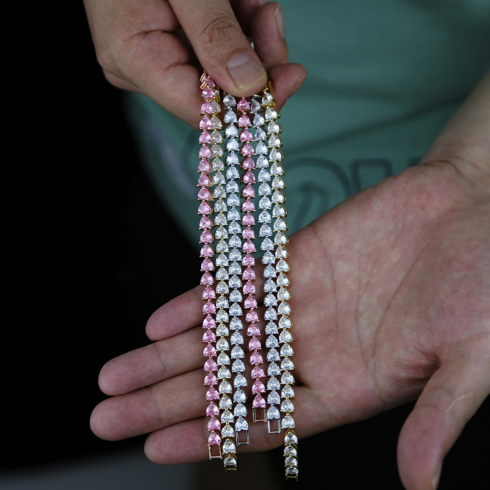 Heart Shaped Iced Out Tennis Bracelet