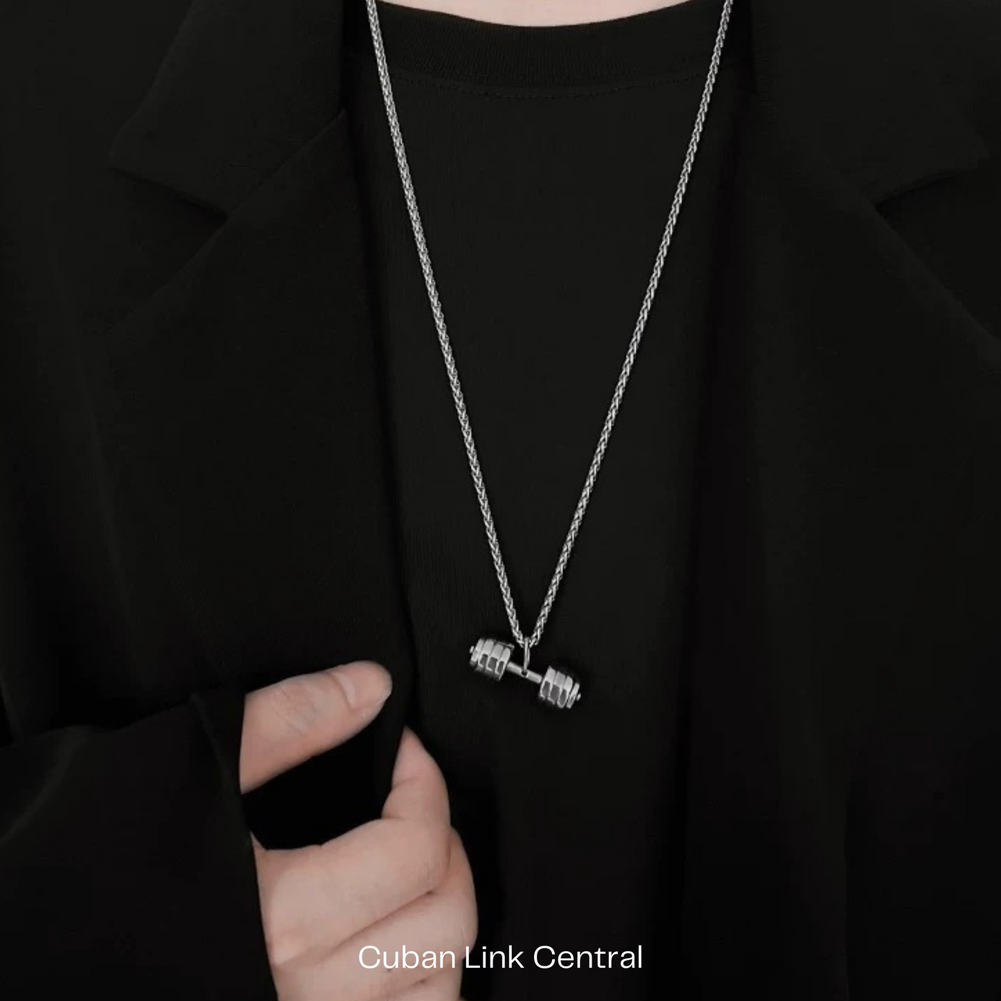 Cuban Link Dumbbell Pendant Rope Chain