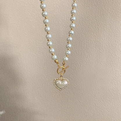 Pearl Necklace with Heart Pendant