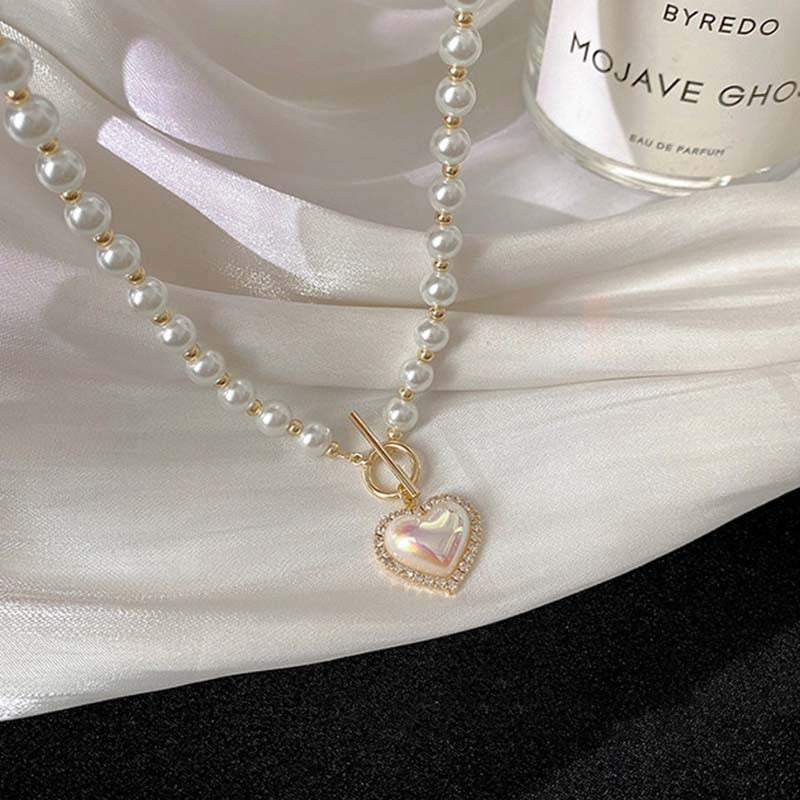 Pearl Necklace with Heart Pendant