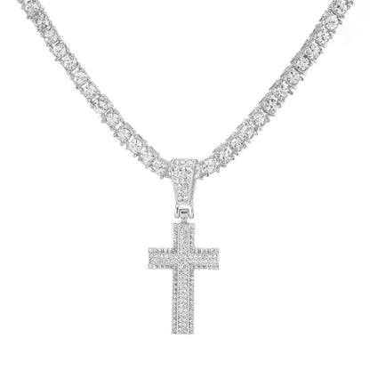 4MM Iced Out Tennis Chain With Cross Pendant